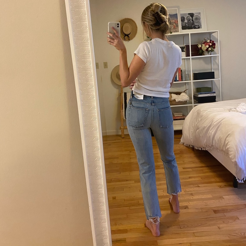 Two toned IRO high rise straight leg jeans